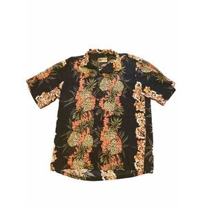 Hilo Hattie Men's the Hawaiian Original Shirt Lg Tiki Pineapple Black Pink